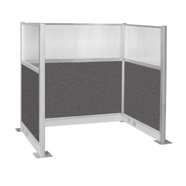 Pre-Configured Hush Panel Electric Cubicle (U Shape) 6' x 4' W/ Window Charcoal Gray Fabric